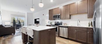 Modern kitchen with vinyl plank flooring